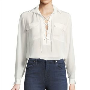 Club Monaco White Elizabina Shirt - 100% silk